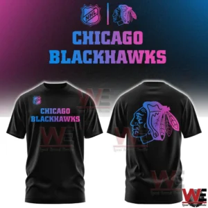 Chicago Blackhawks NHL Cyberpunk Warm Up Hockey Limited Edition 2026 Jersey, Hoodie 9 Front and back view of Chicago Blackhawks cyberpunk style t shirt!
