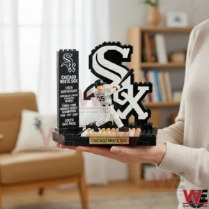 Person holding Chicago White Sox building brick model in a living room!