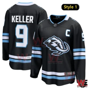 Utah Mammoth black hockey jersey Style 1 number 9 Keller front and back!