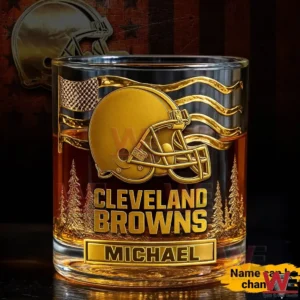 Cleveland Browns Custom Gold Whiskey Glass 3 Personalized Cleveland Browns gold whiskey glass with Michael name!