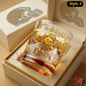 DNA style football themed whiskey glass in gift box!