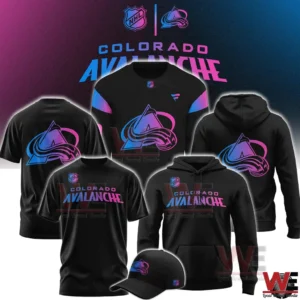 Colorado Avalanche black apparel set with neon mountain logo!