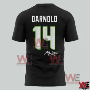 Back view of black shirt with Darnold name and large number.