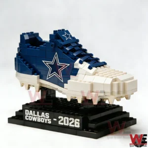 Dallas Cowboys shoe model built from blue and white building blocks!