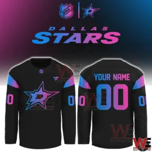 Black Dallas Stars hoodie with neon star logo on back!