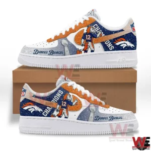 Denver Broncos custom sneakers with team colors and mascot art!