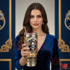 Denver Nuggets 1967-2027 40oz Tumbler 5 Woman holding Denver Nuggets luxury insulated tumbler!
