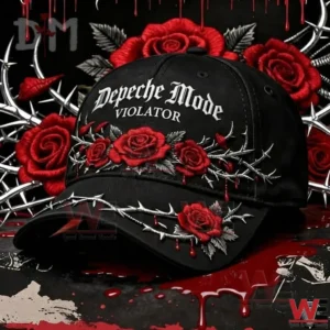 Depeche Mode Violator Rose Cap hat 7 Black Depeche Mode Violator cap with red roses against a dramatic dark background!