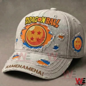 Retro distressed Dragon Ball cap showing four star dragon orb symbol!