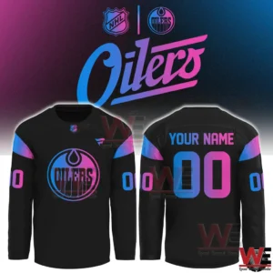Oilers cyberpunk long sleeve jersey with customizable name and number!