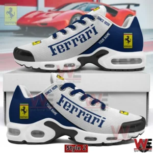 Blue and white Ferrari inspired sneaker with racing style design!
