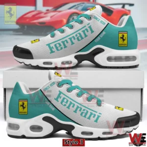 Teal and white Ferrari inspired sneaker with sporty silhouette!