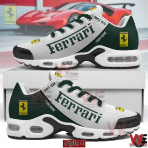 Dark green and white Ferrari inspired sneaker with bold branding!