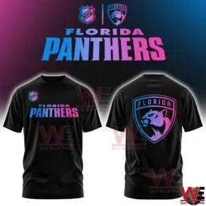 Florida Panthers black t shirt with neon panther logo on back!