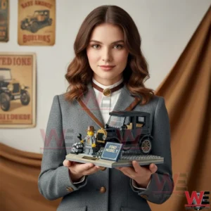 Ford Motor Company Ford Model T Building Bricks Set 3 Woman holding a Ford Model T building brick model indoors!