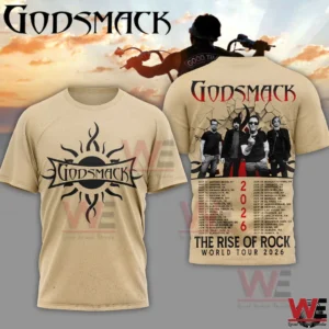 Beige shirt with Godsmack logo and band tour design!