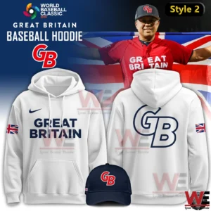 White Great Britain Baseball Hoodie with GB logo for World Baseball Classic 2026.