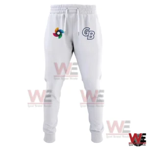 White Great Britain Baseball jogger with GB logo and tournament emblem.