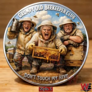 Three angry beekeepers holding honeycomb on a themed coin!