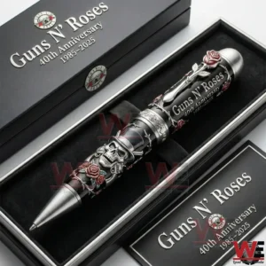 Limited edition Guns N Roses anniversary metal pen displayed in a black gift box!