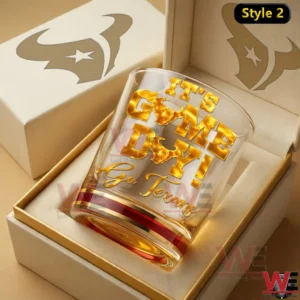 Houston Texans NFL Game Day Whiskey Glass 4 Houston football whiskey glass with gold Its Game Day text in box!