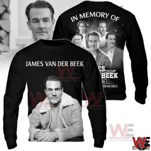 Black memorial sweatshirt with James Van Der Beek portrait and tribute collage on back!
