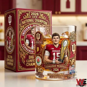Indiana Hoosiers championship themed whiskey glass with matching collector box!