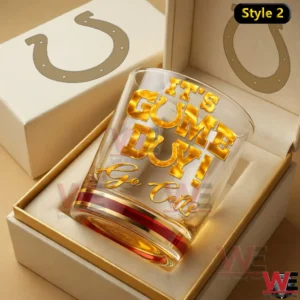 Indianapolis Colts NFL Game Day Whiskey Glass 4 Indianapolis Colts whiskey glass with gold Its game day text displayed in a gift box!