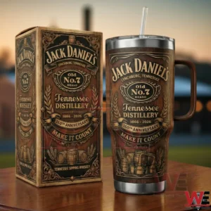 Jack Daniels tumbler and gift box displayed outdoors!