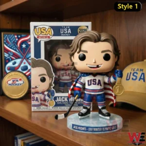 Usa hockey collectible figure holding a gold medal beside its box!