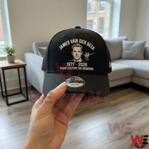 Black tribute cap with James Van Der Beek portrait and memorial years!