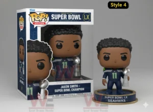 Seattle Seahawks Super Bowl LX champion figure on a display base with box!