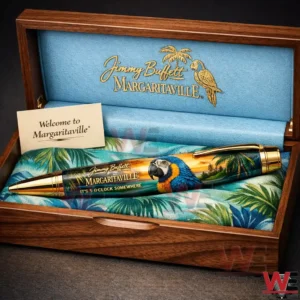 Jimmy Buffett Margaritaville collectible pen with parrot design in wooden display box!
