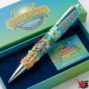 A tropical themed music inspired pen displayed inside a gift box!