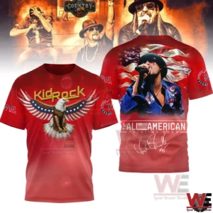Red Kid Rock shirt with eagle graphic and concert scene!