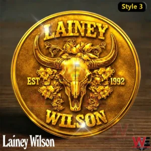 Lainey Wilson Heart Like a Truck Commemorative Coin 5 Gold commemorative coin featuring western skull floral details and bold country theme!