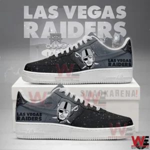 Black and gray Las Vegas Raiders sneaker with team logo on the side!
