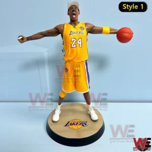 Basketball player statue in yellow uniform with arms wide!