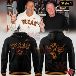 Black Texas hoodie with bold front text and longhorn graphic!