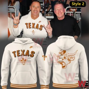 White Texas hoodie with classic lettering and longhorn design!