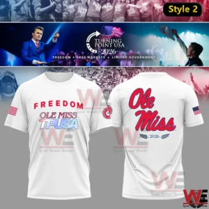 Back of white Ole Miss shirt with Ole Miss text!