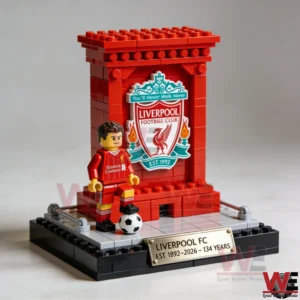 Liverpool FC anniversary building brick display with player figure and club crest!