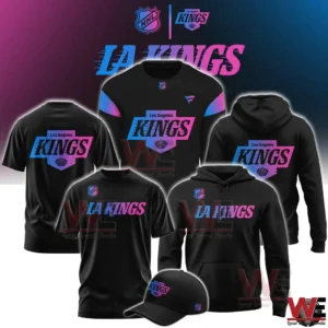 Los Angeles Kings black shirts hoodies and cap with colorful modern logo design!