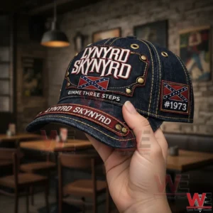 Denim Lynyrd Skynyrd cap with eagle emblem and nineteen seventy three patch!