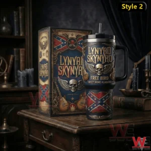 Lynyrd Skynyrd Sweet Home Alabama Tumbler 5 Vintage style southern rock tumbler with skull and guitar artwork!
