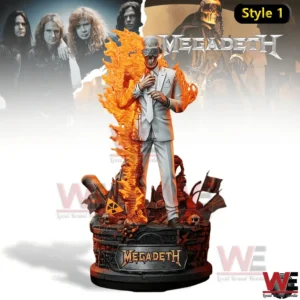 Megadeth Vic Rattlehead Resin Figure 4 Megadeth Vic Rattlehead statue Style One with flames and skull base!