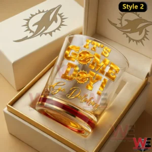 Miami Dolphins game day whiskey glass in gift box!