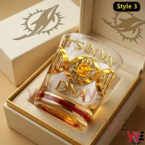 Miami Dolphins DNA themed whiskey glass in gift box!