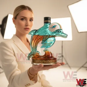 Miami Dolphins Crown Royal Bottle 5 Dolphins dolphin shaped whiskey bottle presented in studio setting!