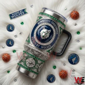 Minnesota Timberwolves raised by wolves tumbler on a white background!